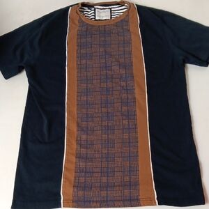 Denim & Flower Black and Brown Short Sleeve Tee with Plaid Accent